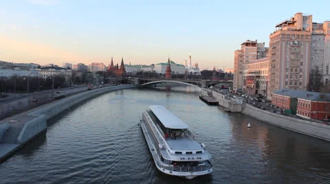 The steamer on the river Stock Footage 26716091