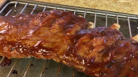 Steaming BBQ Ribs Video stock 147409544
