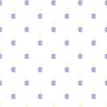 Steaming beverage cups seamless pattern repeating background Stock Illustration