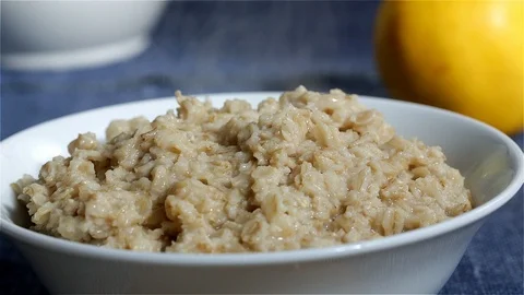 Steaming Bowl of Oatmeal Stock Footage 101088125