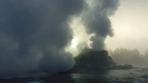 Steaming Castle Geyser During Inversion Stock Footage 130225467
