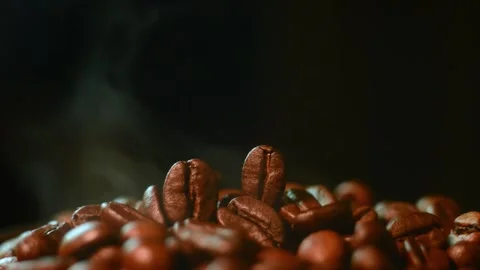 Steaming Coffee Beans Macro Close-up Stock Video Video stock 345041878