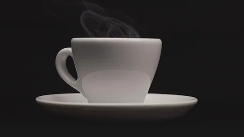 Steaming coffee cup on dark background Stock Footage 120793694