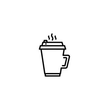 Steaming coffee cup with handle icon for hot beverages and cafe Stock Illustration