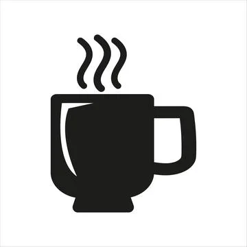Steaming coffee cup icon with rounded handle Stock Illustration