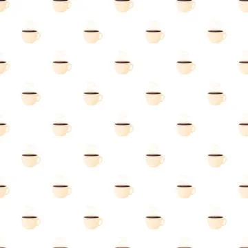 Steaming coffee cups generating seamless pattern background Stock Illustration
