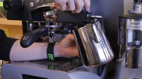 Steaming Coffee - Espresso Machine Stock Footage 34205368
