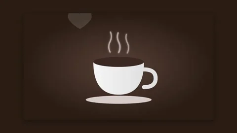 Steaming Coffee Mug with Heart Shaped Vapor Rising on Warm Mocha Gradient B.. Видео 345982311