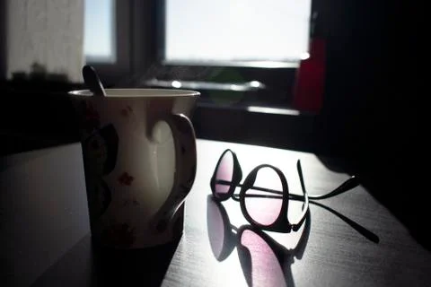 Steaming coffee mug. Stock Photos