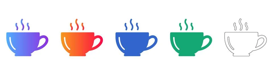 Steaming Coffee Mug Vector Icon Set Stock Illustration