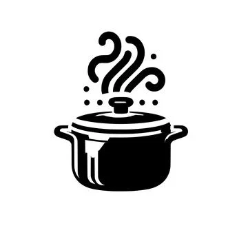 Steaming cooking pot with bubbles silhouette icon Ilustração Stock