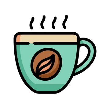 A steaming cup of coffee with a coffee bean design perfect for illustrating Stock Illustration