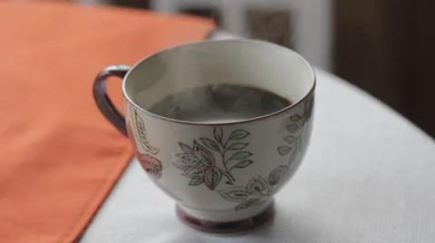 Steaming Cup of Coffee Stock Footage 34349017