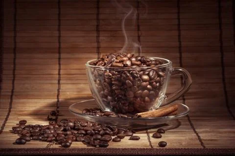 Steaming cup of coffee Stock Photos