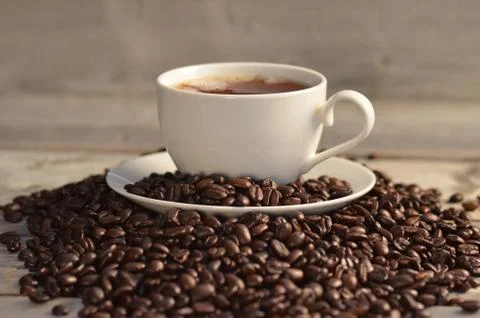 Steaming cup of coffee Stock Photos