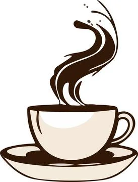 Steaming Cup of Coffee on White Background - Vector Illustration Stock Illustration