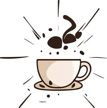 Steaming Cup of Coffee on White Background - Vector Illustration Stock Illustration