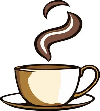 Steaming Cup of Coffee on White Background - Vector Illustration Stock Illustration