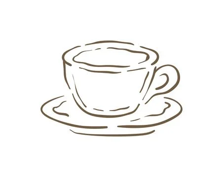 A Steaming Cup Of Espresso Or Black Coffee On A Saucer Vector Illustration 스톡 일러스트