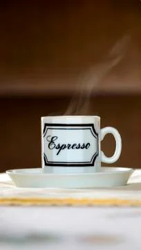 Steaming cup of espresso Stock Photos