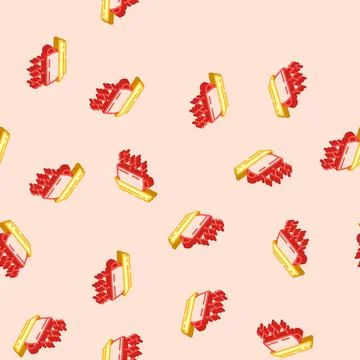 Steaming cup isometric icon seamless pattern Stock Illustration