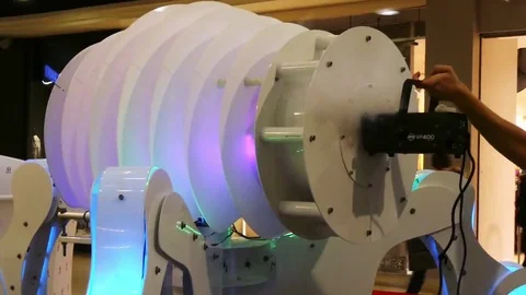 Steaming, filling, charging, loading robot splitting fog, steam, mist, smoke Stock Footage 69243826