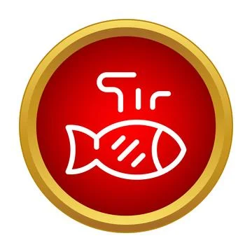 Steaming fish icon representing hot seafood meal Stock Illustration