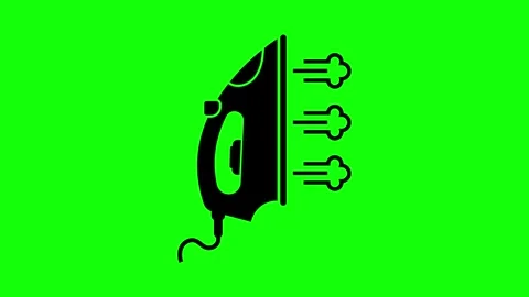 Steaming Flat Iron Icon on Green Background 库存影片 319849697