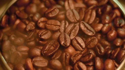 Steaming Fresh Coffee Beans Macro Video Clip Stock-Footage 345041882