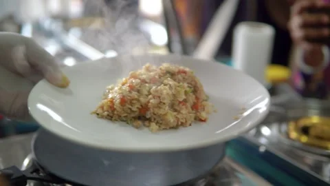 Steaming fried rice Video stock 146777758