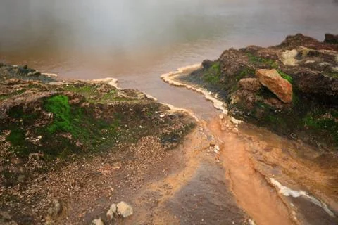 Steaming geothermal pool Stock Photos