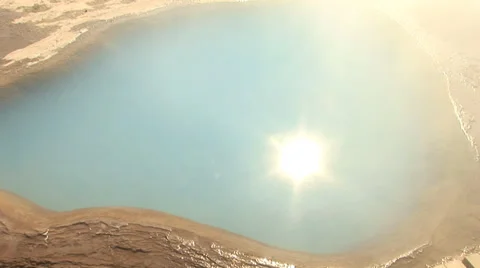Steaming Geyser Pool Sun Reflection Stock Footage 34243695