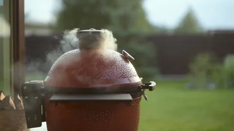 Steaming grill outdoor close-up view 스톡 동영상 280394200