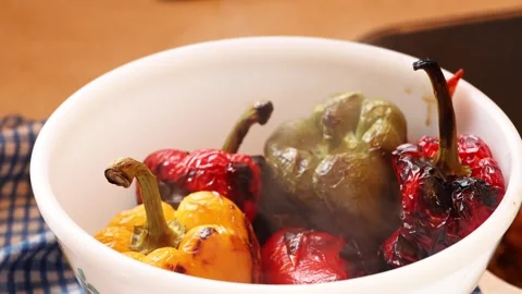 Steaming Grilled Peppers Stock Footage 252479332