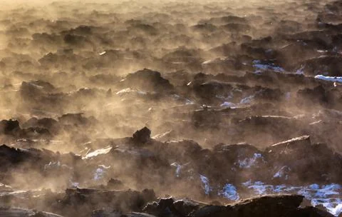 Steaming ground after plowing Stock Photos