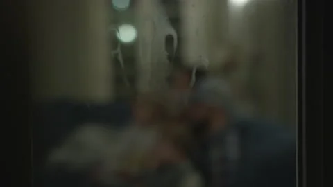 Steaming Hand Print Left On Window Stock Footage 208748644