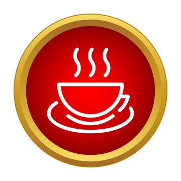 Steaming hot beverage cup icon on red background Stock Illustration