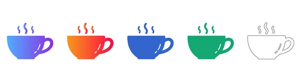 Steaming Hot Beverage Cup Vector Icon Set Stockillustratie