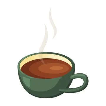 Steaming Hot Coffee Cup Flat Vector Stock Illustration