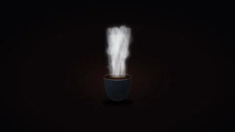 Steaming Hot Coffee Cup Loop - Minimal Dark Cafe Advertising Clip 스톡 동영상 341565209