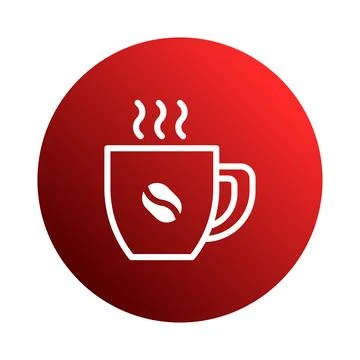 Steaming hot coffee cup on a red circle perfect for design projects and cof.. Stock Illustration