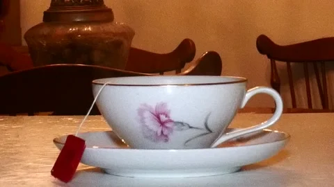 A steaming hot cup of tea. Stock Footage 154284127