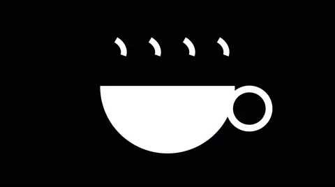 Steaming hot drink coffee tea animation loop, back ground black Video stock 64802212