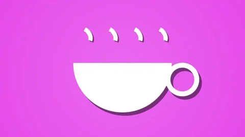 Steaming hot drink coffee tea animation loop, back ground pink Video stock 64802225