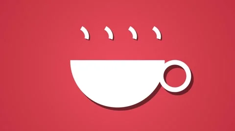 Steaming hot drink coffee tea animation loop, back ground red Stock Footage 64802242