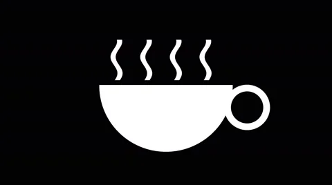 Steaming hot drink coffee tea animation loop, back ground black Video stock 64802343