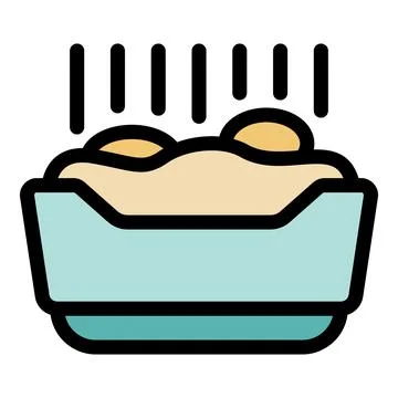 Steaming hot mashed potatoes with melted butter in a bowl Stock Illustration