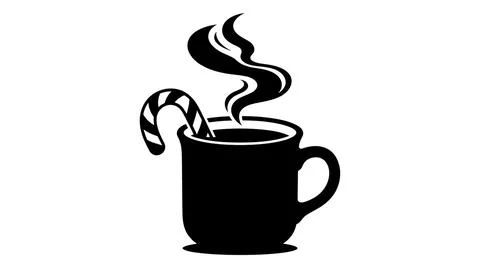 Steaming Hot Mug with Candy Cane - Festive Winter Drink Illustration Stock Illustration