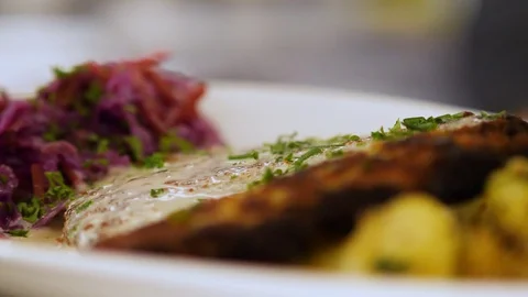 Steaming hot pizza is served with vegetable salad Stock-Footage 128073016