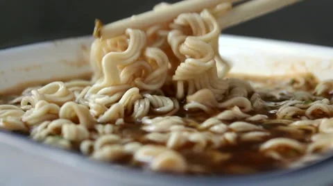 Steaming Hot Ramen Noodles Stock Footage 64976432